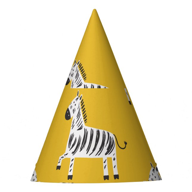 Zebra für Kinder: Nahtloses Muster Partyhütchen (Vorderseite)
