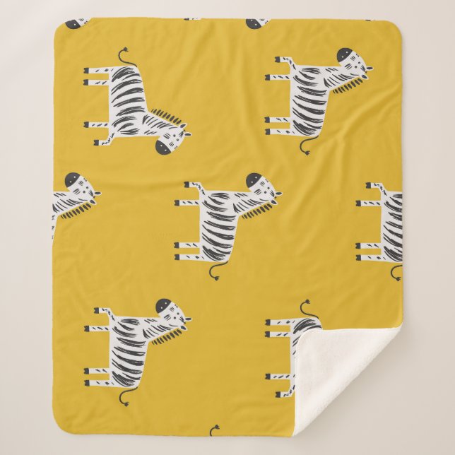 Zebra für Kinder: Nahtloses Muster Sherpadecke (Vorderseite)