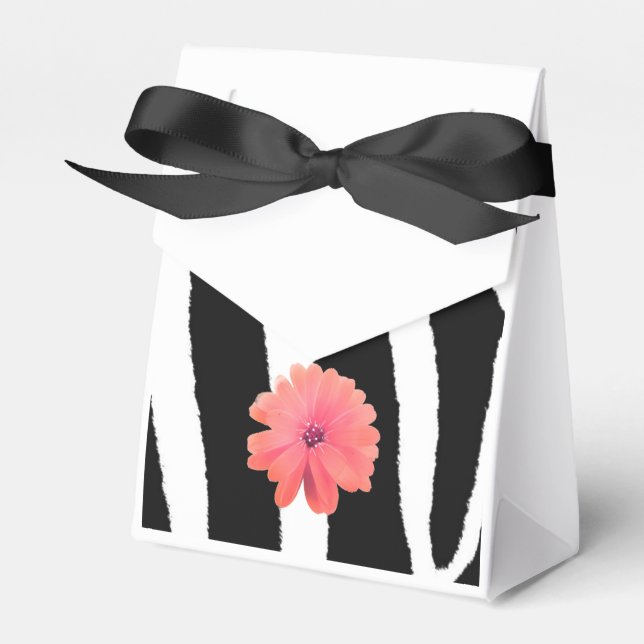 Zebra Fur Muster mit Blume Geschenkschachtel (Vorderseite)