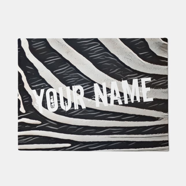 Zebra Fur Schwarz-Weiß-Design für Tierlover Fußmatte (Vorderseite)