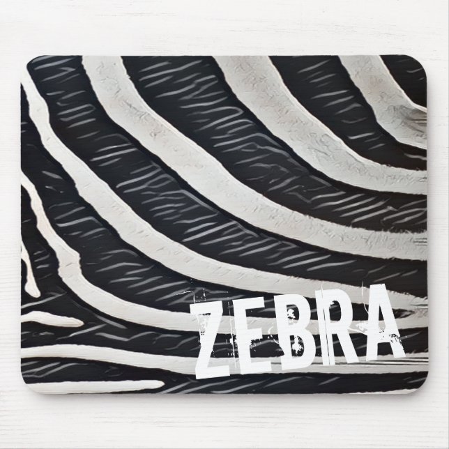 Zebra Fur Schwarz-Weiß-Design für Tierlover Mousepad (Vorne)