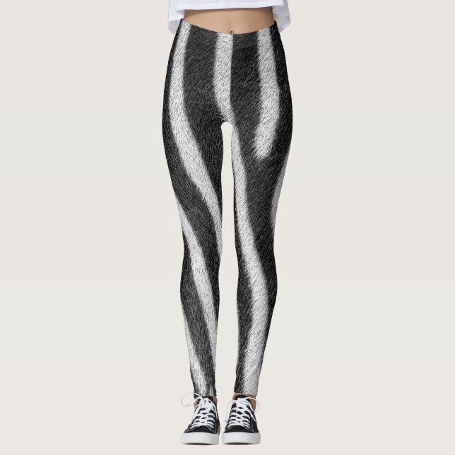 Zebra Fur Tiermuster Leggings (Vorderseite)