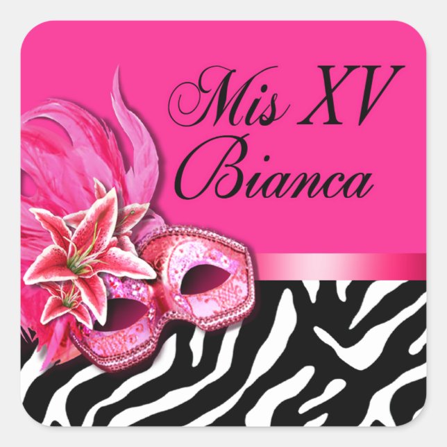 Zebra Fuschia Masquerade Quinceñera Sticker (Vorderseite)