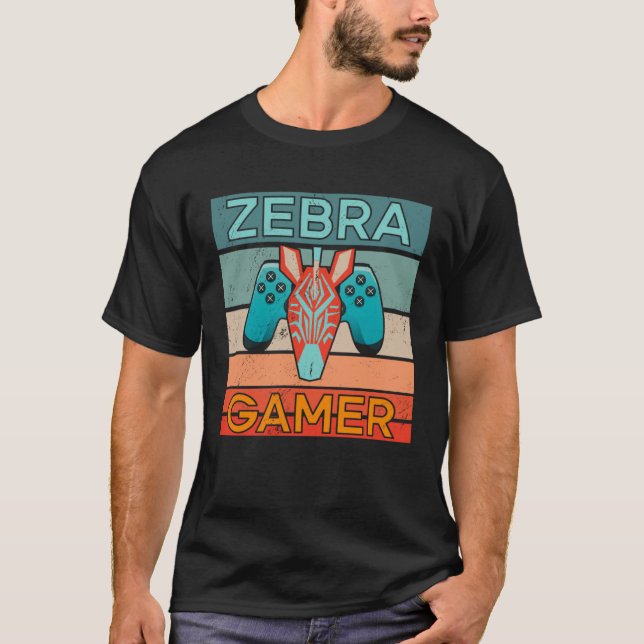 Zebra Gamer Africa Gaming Game Animal Zebra T-Shirt (Vorderseite)