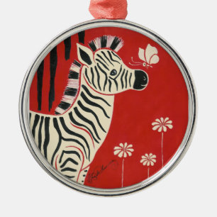 Zebra, Gänseblümchen u. Schmetterling Ornament Aus Metall