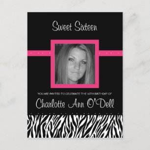 Zebra; Geburtstagseinladung Einladungspostkarte