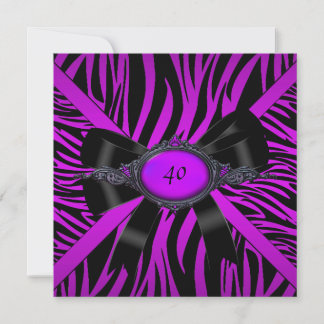 Zebra Geburtstagsfeier Magenta Lila Einladung
