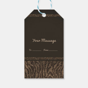 Zebra Glanz Braun Gold Glam Chic Partygeschenk Geschenkanhänger