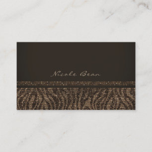 Zebra Glanz Braungold Glam Chic Elegant Bling Visitenkarte