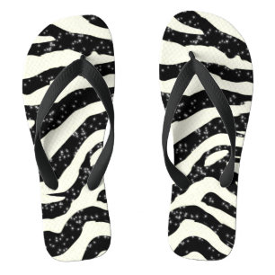 Zebra Glitzer Stripes Flats Flip Flops