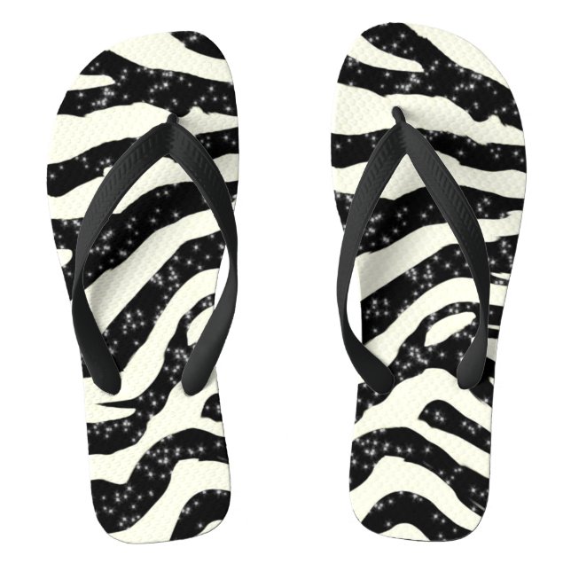 Zebra Glitzer Stripes Flats Flip Flops (Fußbett)