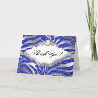 Zebra Glitzer Vielen Dank Sparkle Silver Blue Dankeskarte
