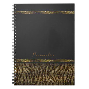Zebra Glitzernde Pailletten Glam Chic Moderne Blin Notizblock