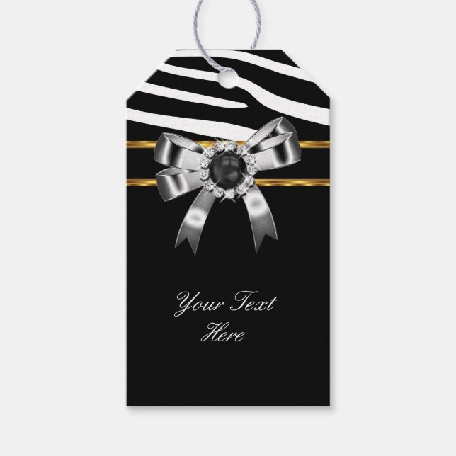 Zebra Gold Schwarz-weiß Pearl Geschenkanhänger (Vorderseite)