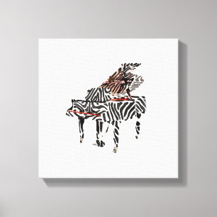 Zebra Grand Piano ~ 12x12,75 Dick-Leinwand Leinwanddruck