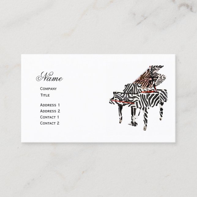 Zebra Grand Piano ~ Business Card Visitenkarte (Vorderseite)