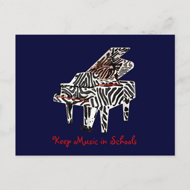 Zebra Grand Piano ~ Postkarte / Einladung (Vorderseite)