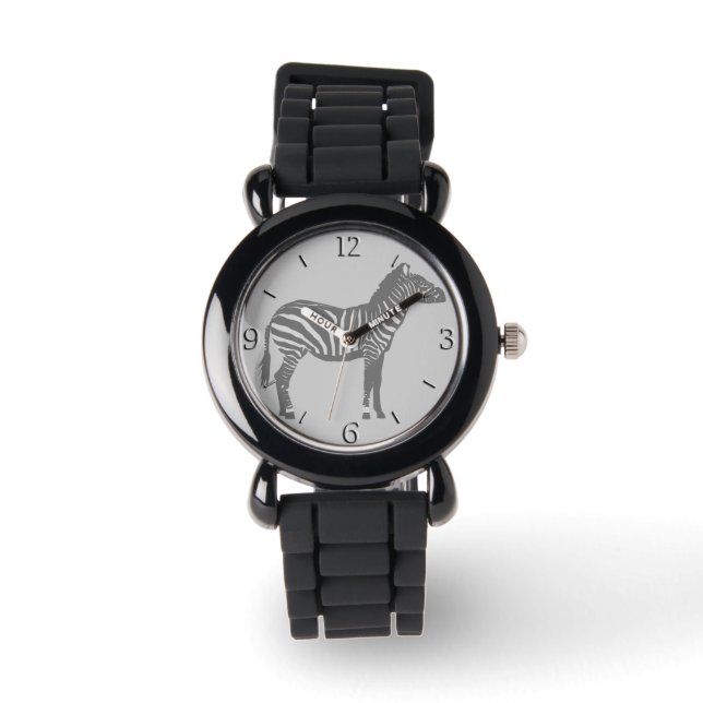 Zebra - Grauschattierungen Armbanduhr (Vorderseite)