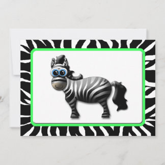 Zebra Green Frame Baby Shower Einladungen