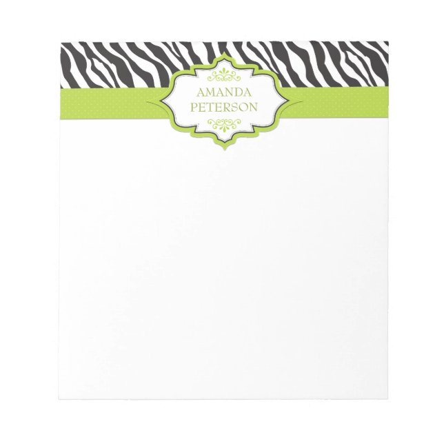 Zebra Green Ribbon Notepad Notizblock (Vorderseite)