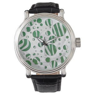 Zebra Green und White Polka Dot Armbanduhr