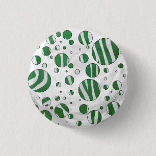 Zebra Green und White Polka Dot Button