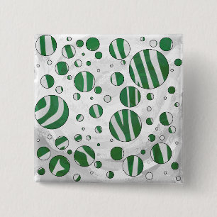 Zebra Green und White Polka Dot Button