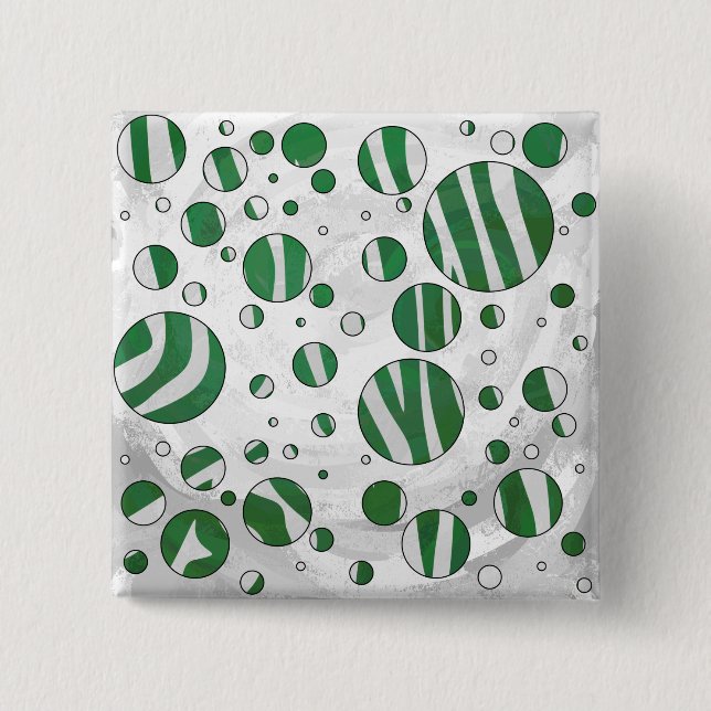 Zebra Green und White Polka Dot Button (Vorderseite)