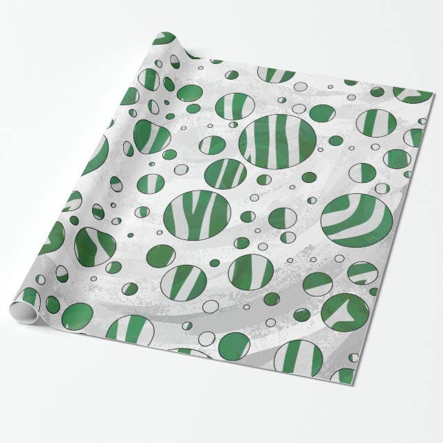 Zebra Green und White Polka Dot Geschenkpapier (Ungerollt)