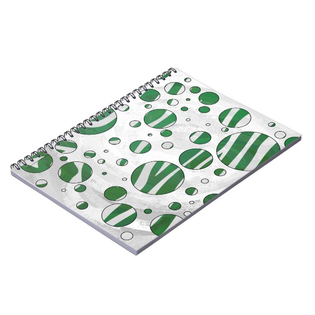 Zebra Green und White Polka Dot Notizblock (Linke Seite)
