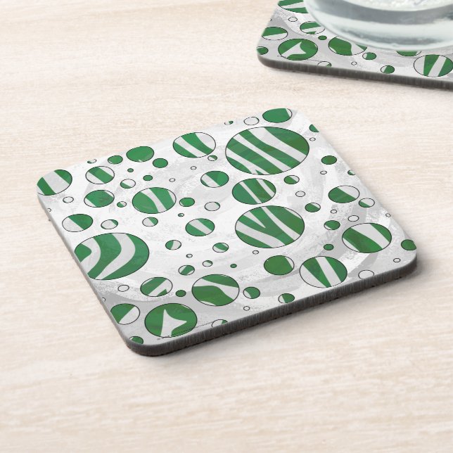 Zebra Green und White Polka Dot Untersetzer (Linke Seite)