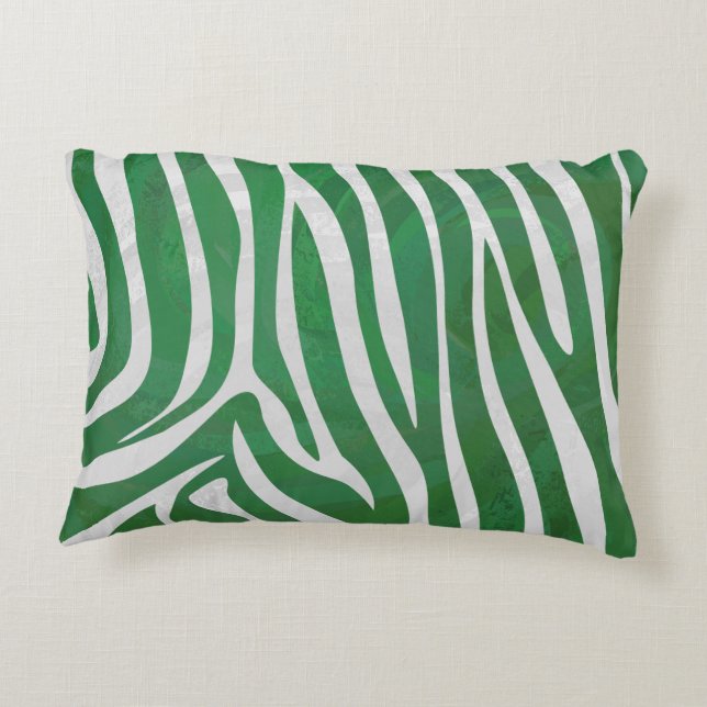 Zebra Green und White Print Dekokissen (Rückseite)
