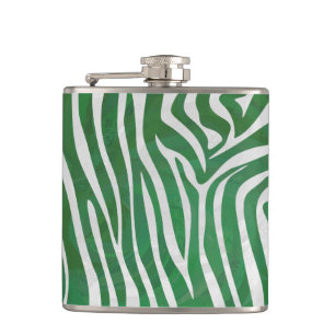 Zebra Green und White Print Flachmann