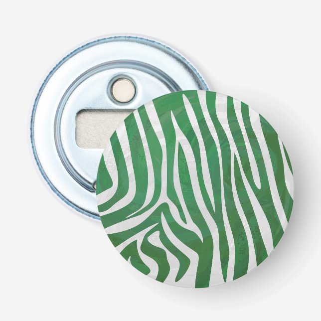 Zebra Green und White Print Flaschenöffner (Vorderseite)