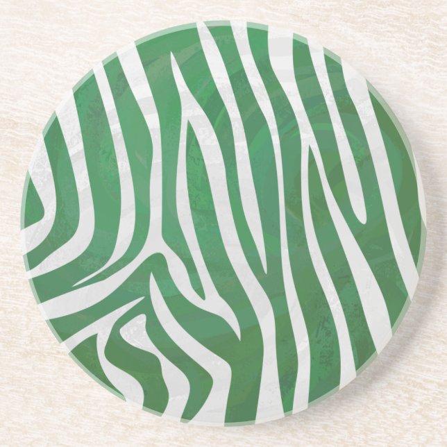 Zebra Green und White Print Getränkeuntersetzer (Vorne)