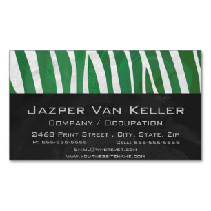 Zebra Green und White Print Magnetische Visitenkarte