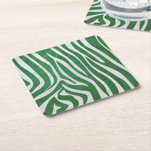 Zebra Green und White Print Rechteckiger Pappuntersetzer (angewinkelt)