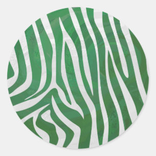 Zebra Green und White Print Runder Aufkleber