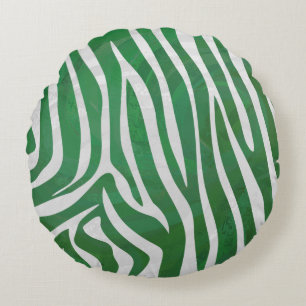 Zebra Green und White Print Rundes Kissen