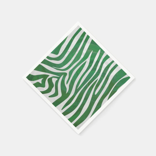 Zebra Green und White Print Serviette (Ecke)