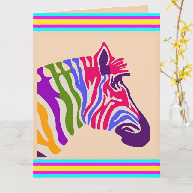 Zebra Greeting Card Karte (Gelbe Blume)