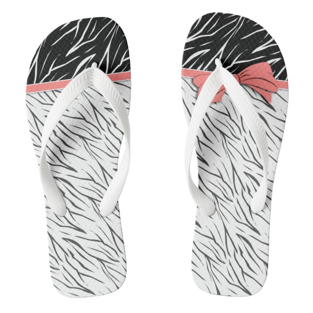 Zebra-Haut Schwarz-weiße Tigerstreifen pink Flip Flops (Fußbett)