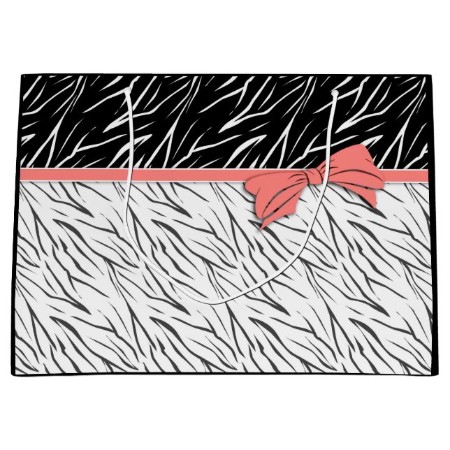 Zebra-Haut Schwarz-weiße Tigerstreifen pink Große Geschenktüte (Vorderseite)