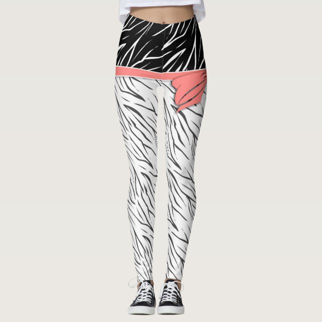 Zebra-Haut Schwarz-weiße Tigerstreifen pink Leggings (Vorderseite)