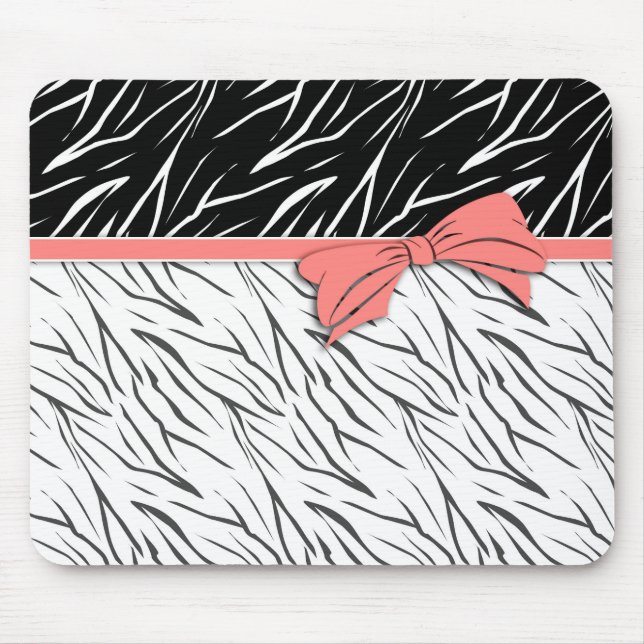 Zebra-Haut Schwarz-weiße Tigerstreifen pink Mousepad (Vorne)