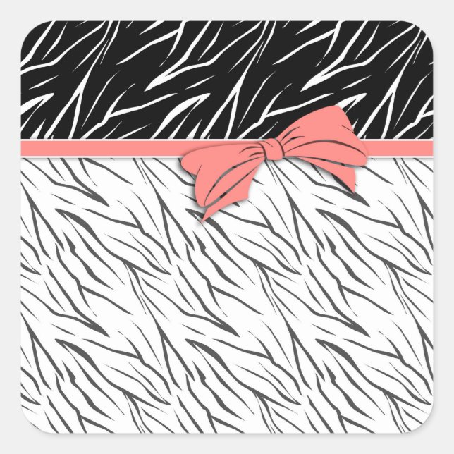 Zebra-Haut Schwarz-weiße Tigerstreifen pink Quadratischer Aufkleber (Vorderseite)