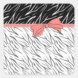Zebra-Haut Schwarz-weiße Tigerstreifen pink Quadratischer Aufkleber