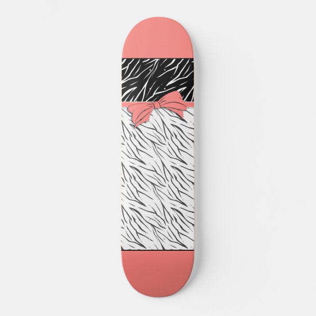 Zebra-Haut Schwarz-weiße Tigerstreifen pink Skateboard (Vorderseite)
