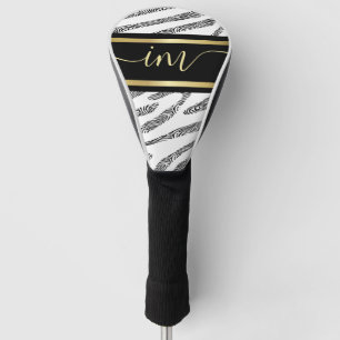 Zebra Hautfarbe Schwarz-Weiß, monogramiert Golf Headcover