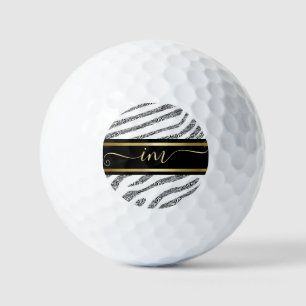 Zebra Hautfarbe Schwarz-Weiß, monogramiert Golfball